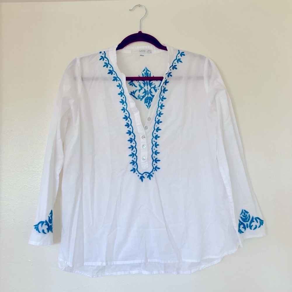 Subtle luxury women’s embroidered resort wear top